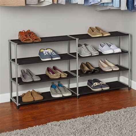 Wallmart shoe rack - The 10-tier shoe rack is made of 13mm diameter and powder-coated metal tubes and high-quality plastic connectors, which enables this shoe rack won’t wobble or topple, even when fully loaded with 72 pairs of shoes, and the powder-coated finish does not rust or corrode with normal use 